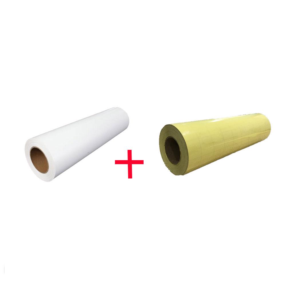 1 Roll White Color Eco-Solvent Printable Heat Transfer Vinyl with 1 Roll Application Tape 19.7" X 5 Yard