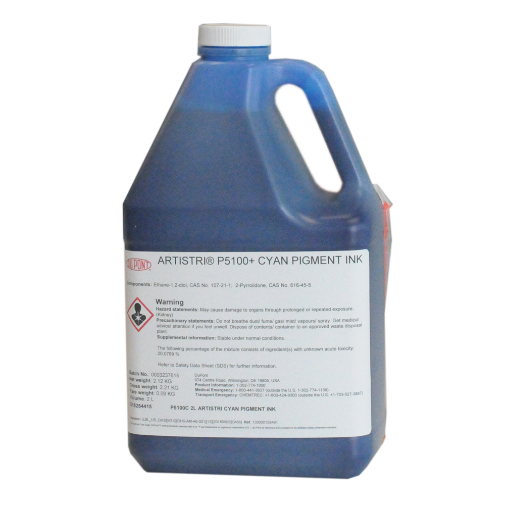 Dupont ARTISTRI P5100+ Cyan Pigment Ink DTG Ink - P5000+ Series - 2L