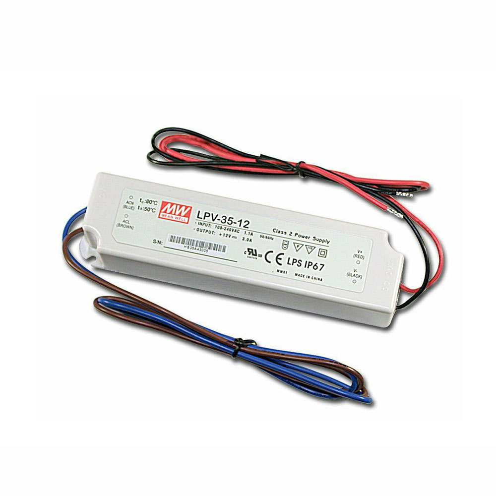 35W 12V 2.9A IP67 LED Meanwell Plastic Waterproof Power Supply 
