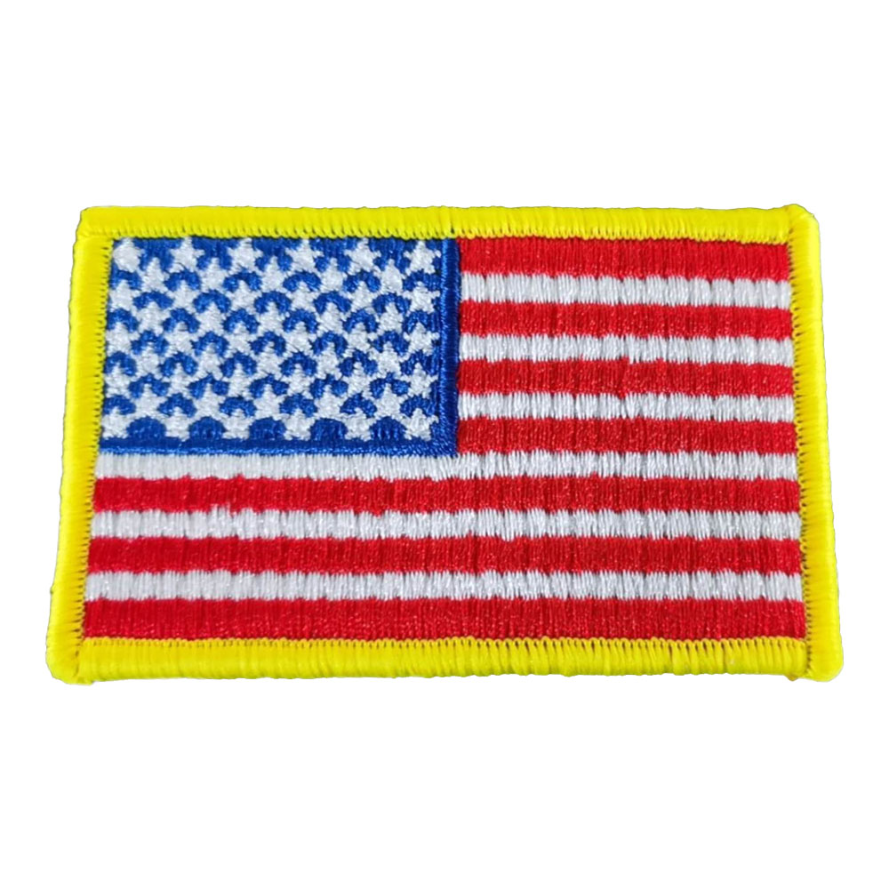 12PCS American Flag Yellow Border Embroidery Iron on Sew on Tactical Patch 3.35" x 2"