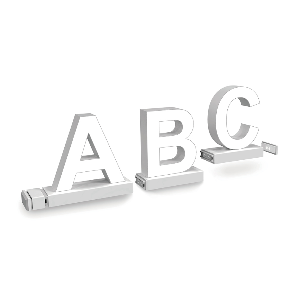 White Assembled Channel Letter Track Installation (Magnetic Counter) Arial 150MM High