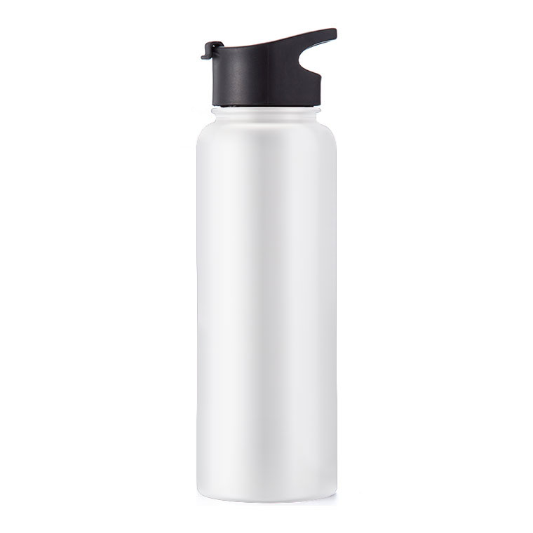 40oz Wide Mouth Stainless Steel Bottles with Sublimation Coating and Flip Cover Lid White