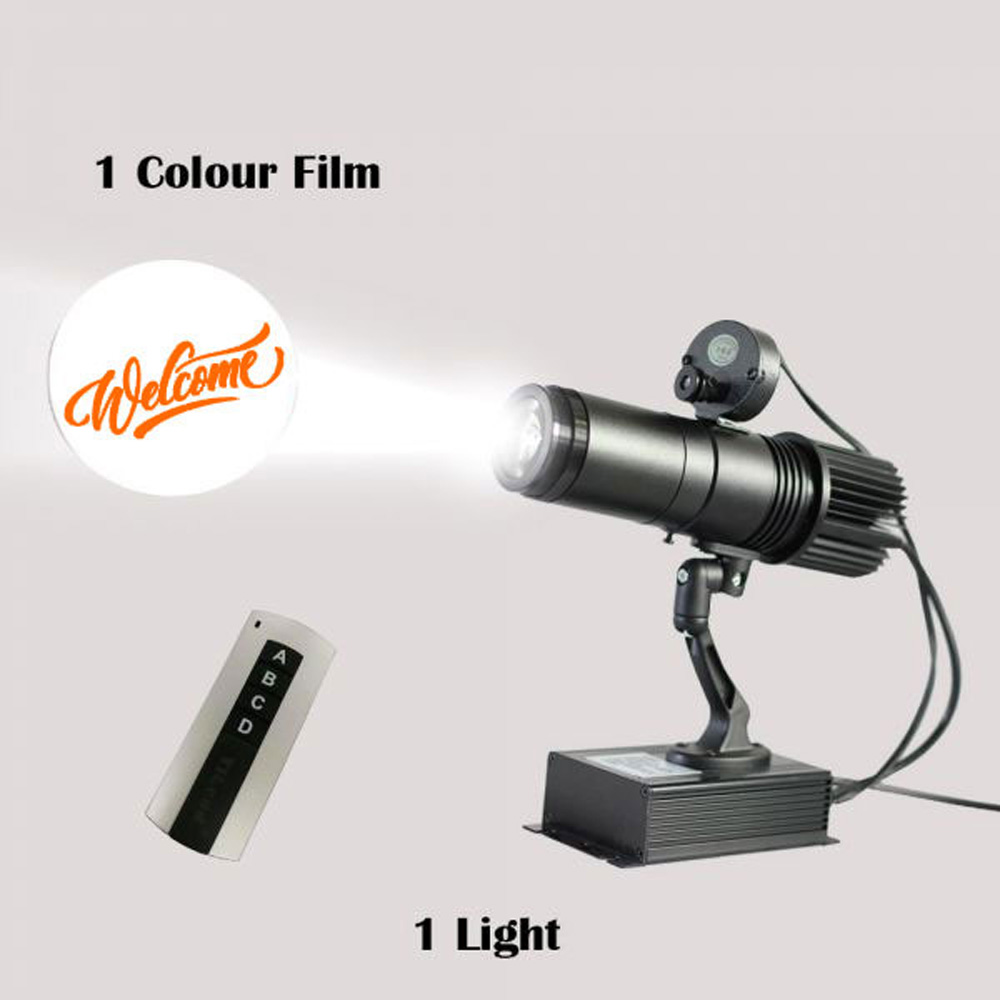 CALCA 30W Indoor Black Remote Control LED Gobo Projector Advertising Logo lamp (with Custom Rotating Glass Gobos) 