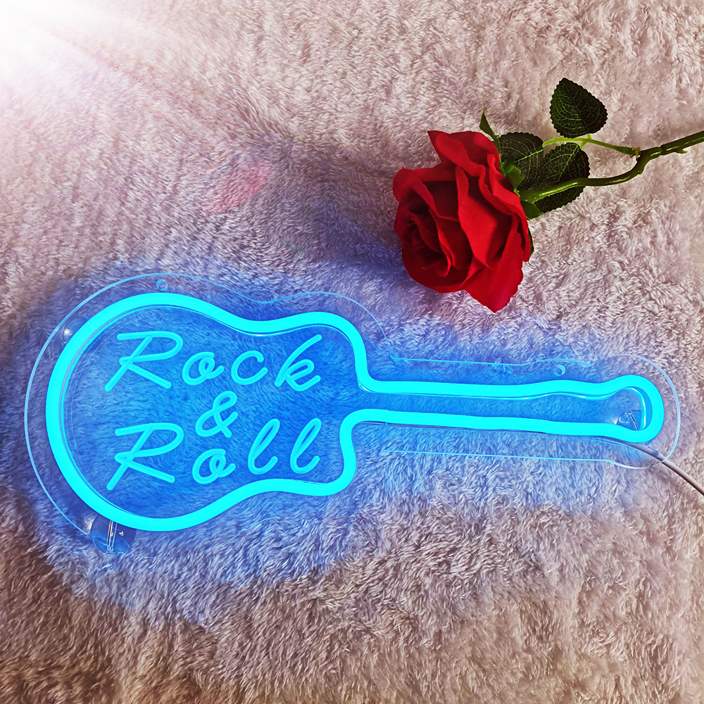 CALCA LED Guitar shape Rock&Roll Neon Sign , Size- 12.6 X 8.5 inches CALCA LED Guitar shape Rock&Roll Neon Sign , Size- 12.6 X 8.5 inches