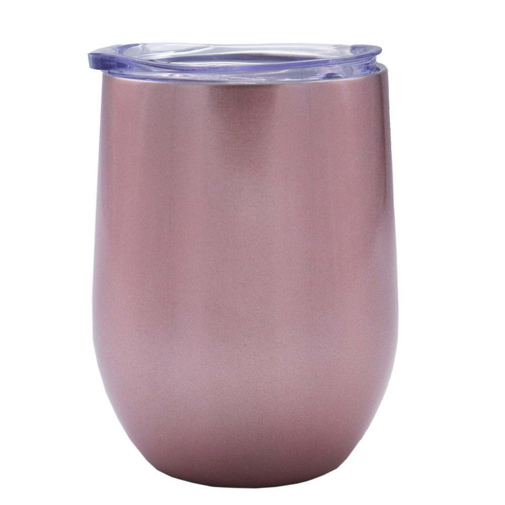 6PCS 12oz Rose Gold Stainless Steel Red Wine Tumbler Mugs with Sublimation Coating and Direct Drinking Lid