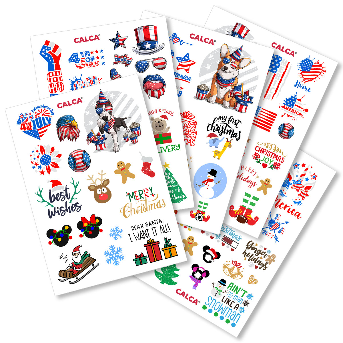 Personalize Your Gifts with 5pcs CALCA A4 DTF UV Printing Christmas Stickers