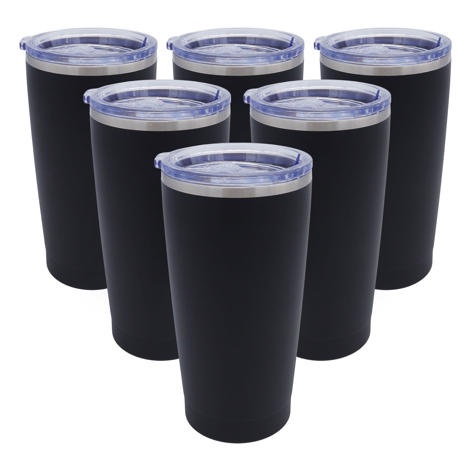 US Stock-CALCA 6pcs 20oz Black Travel Tumbler Stainless Steel Double Wall Vacuum Insulated Cup with Slider Lid US Stock-CALCA 6pcs 20oz Black Travel Tumbler Stainless Steel Double Wall Vacuum Insulated Cup with Slider Lid