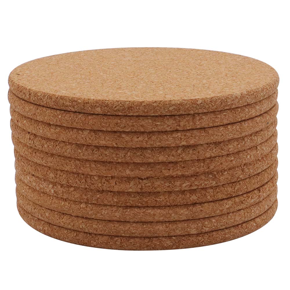 10pcs Round Cork Coasters 3.9" Diameter for Cold Drinks Wine Glasses Plants Cups & Mugs