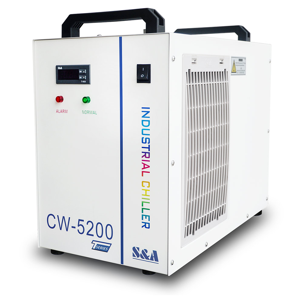 CW-5200TH Industrial Water Chiller for One 8KW Spindle / Welding Machine / One 130-150W CO2 Glass Laser Tube Cooling, 0.68HP, AC 1P 220V, 60Hz