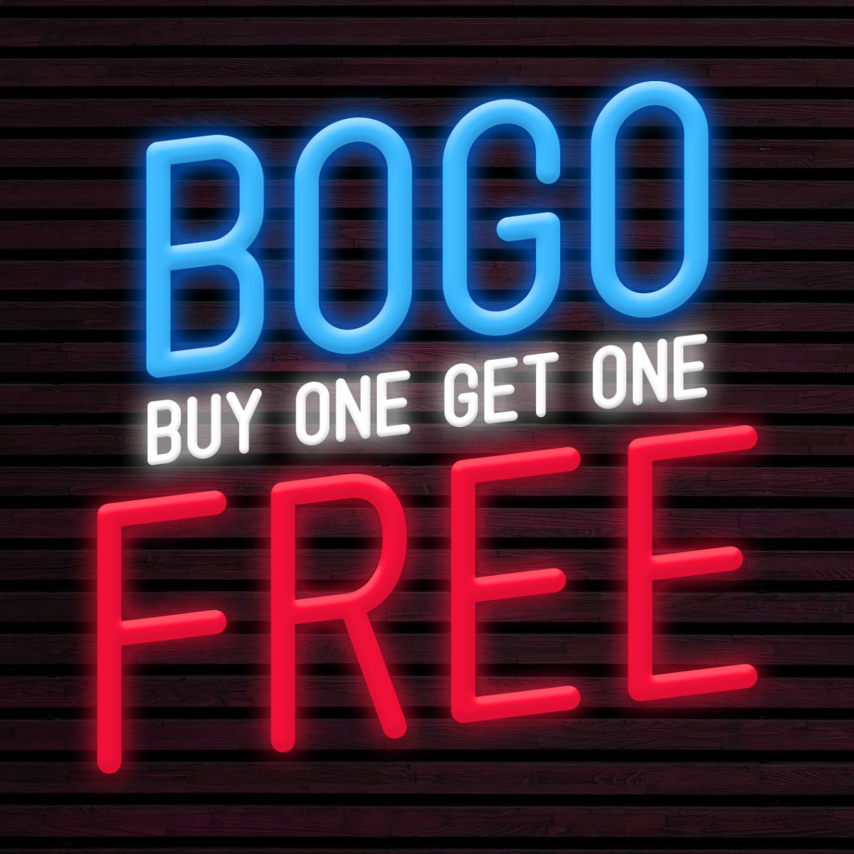 CALCA BOGO Blue+White+Red Neon Sign Size-19.7X19.7 inches