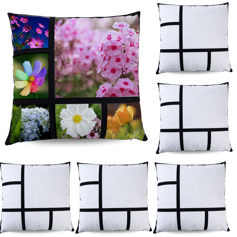 US Stock-CALCA 10 Pack Sublimation Blanks Polyester 6 Panel Photo Pillow Case Cushion Cover Throw Pillow Cover (15.7 x 15.75 Inches)(Local Pick-Up)