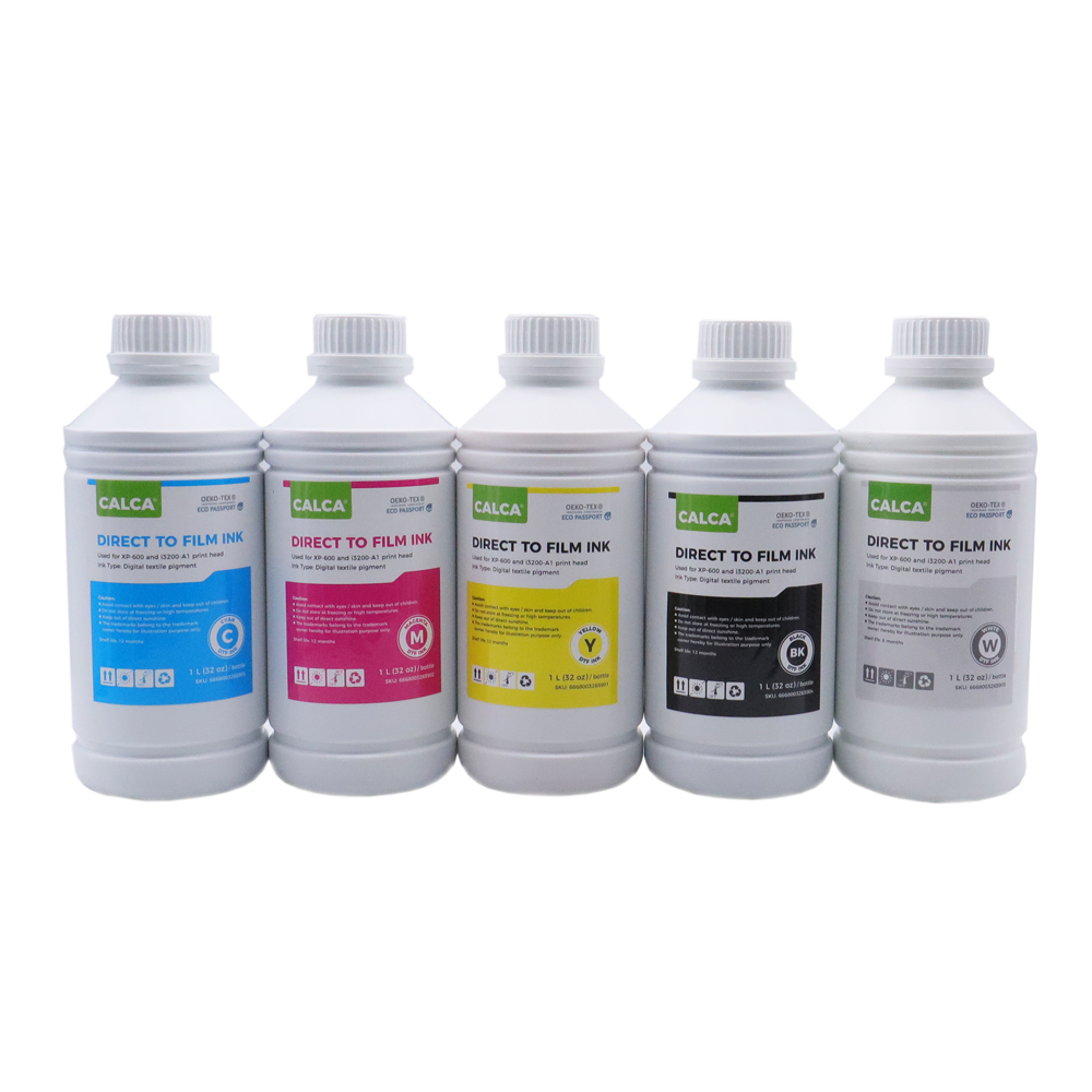 US Stock CALCA Customized Direct to Transfer Film Ink for Epson Printheads. 32 oz, Bottle of 1L, Water-based DTF Inks US Stock CALCA Customized Direct to Transfer Film Ink for Epson Printheads. 32 oz, Bottle of 1L, Water-based DTF Inks