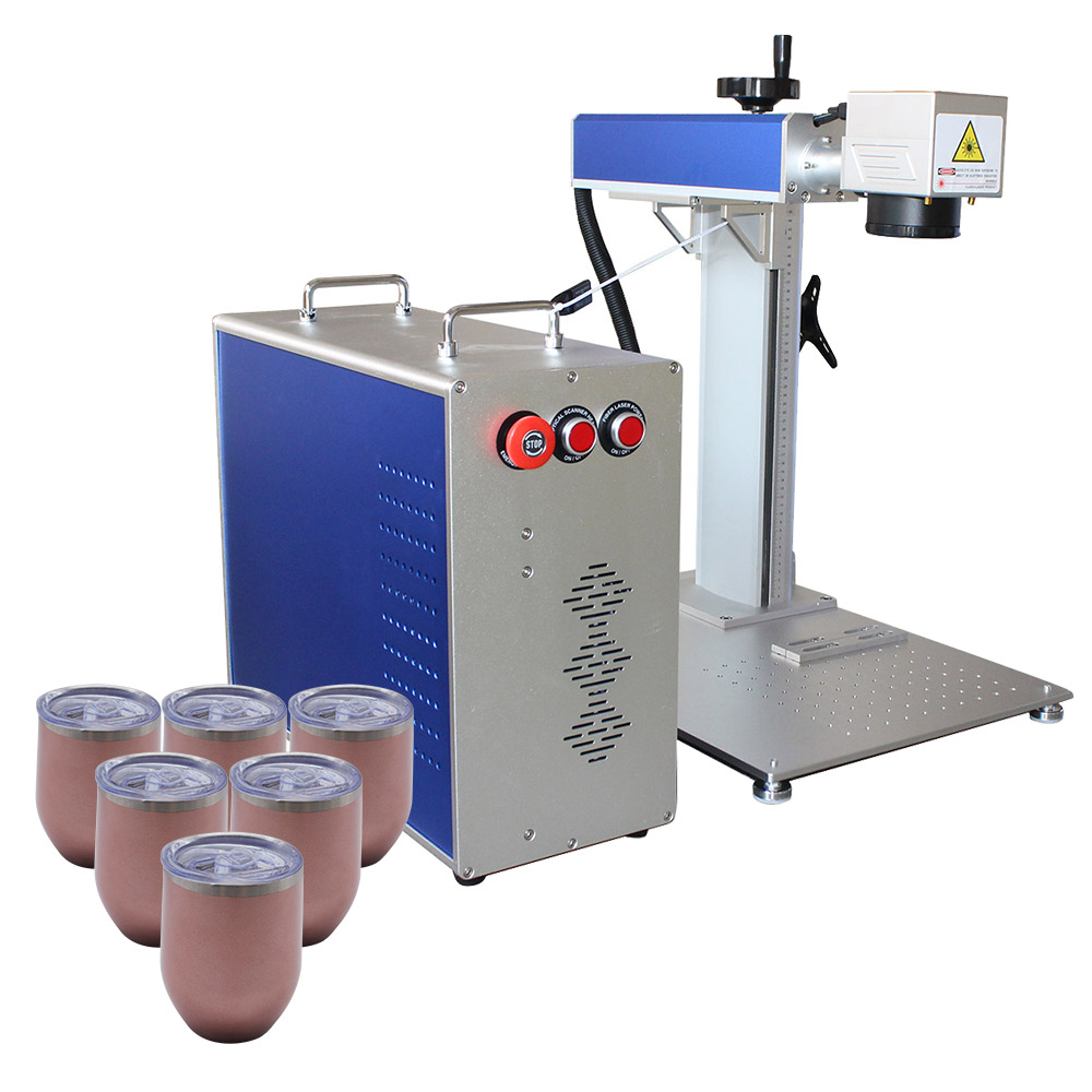 CALCA 30W Fiber Laser Marking Machine For Personalized Laser Engraved Logo Custom Gift, With 12pcs 12oz Rose Gold Wine Tumbler