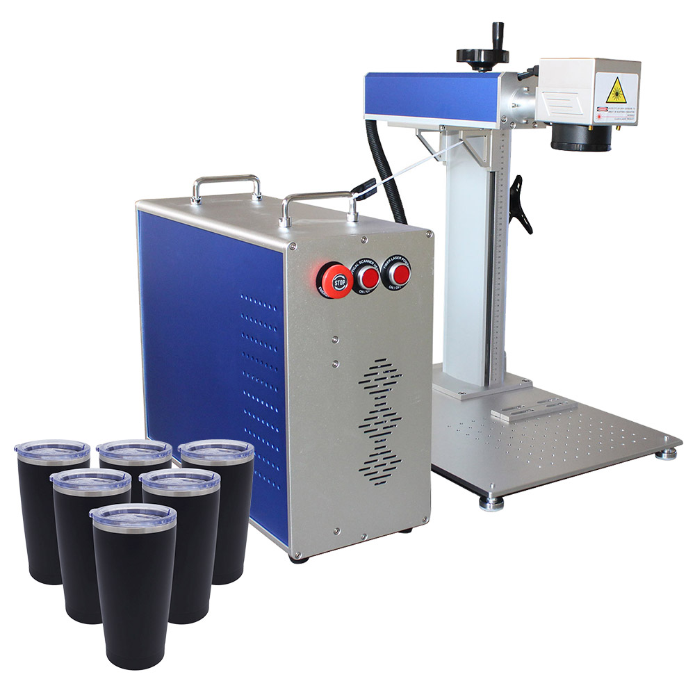 CALCA 30W Fiber Laser Marking Machine For Personalized Laser Engraved Logo Custom Gift, With 12pcs 20oz Black Travel Tumbler