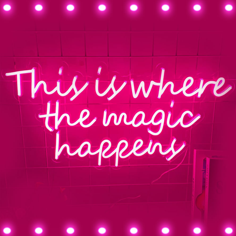 CALCA LED Neon Sign This is where the magic happens Sign 12VDC  Size- 23.2X11.8inches (Pink)