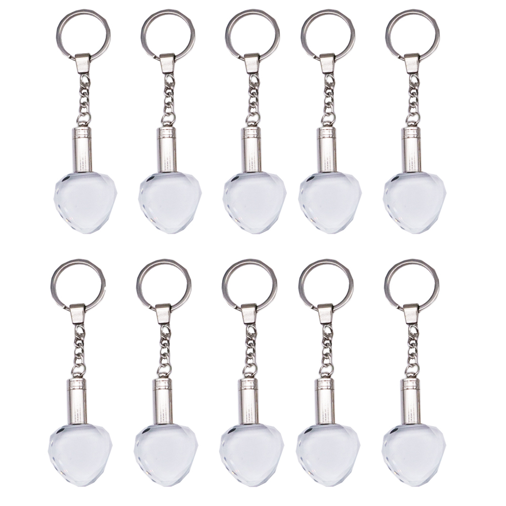10 Pack Personalized LED Crystal Heart Key Rings Multi-Color Options Perfect for Party Gifts