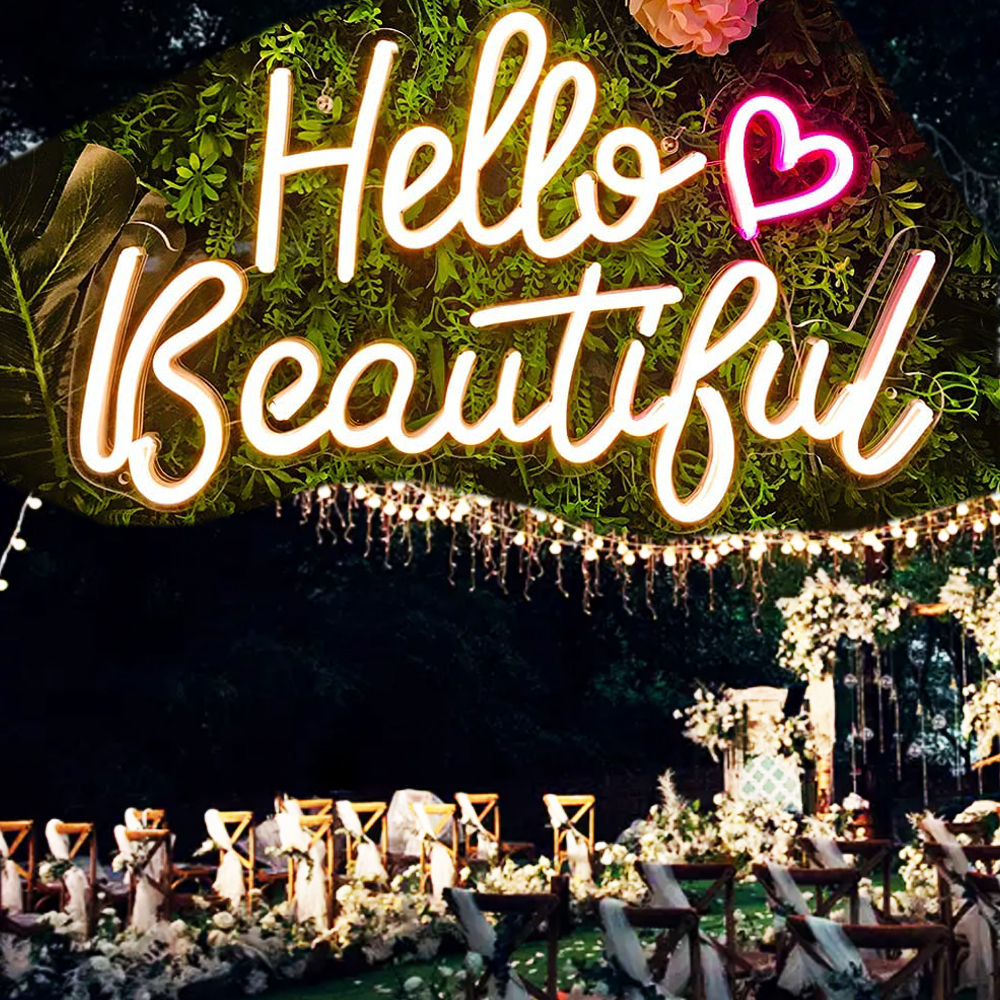 CALCA LED Neon Sign hello beautiful Sign 12VDC Size- 16.7X10inches CALCA LED Neon Sign hello beautiful Sign 12VDC Size- 16.7X10inches