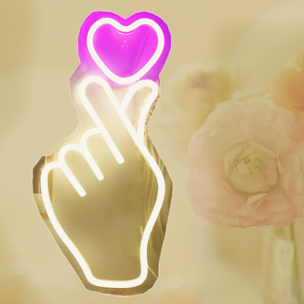 CALCA LED Neon Sign finger heart Sign USB 5VDC  Size- 16.5X8inches 