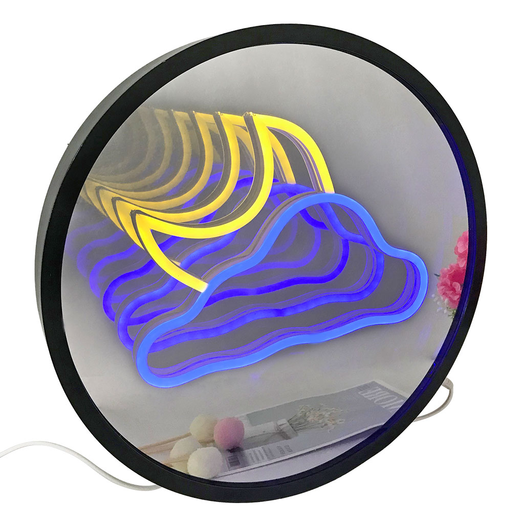 3D Magic Infinite Mirror Multi-layer cloud+moon Neon Mirror Sign Size- 11.8X11.8 inches 3D Magic Infinite Mirror Multi-layer cloud+moon Neon Mirror Sign Size- 11.8X11.8 inches