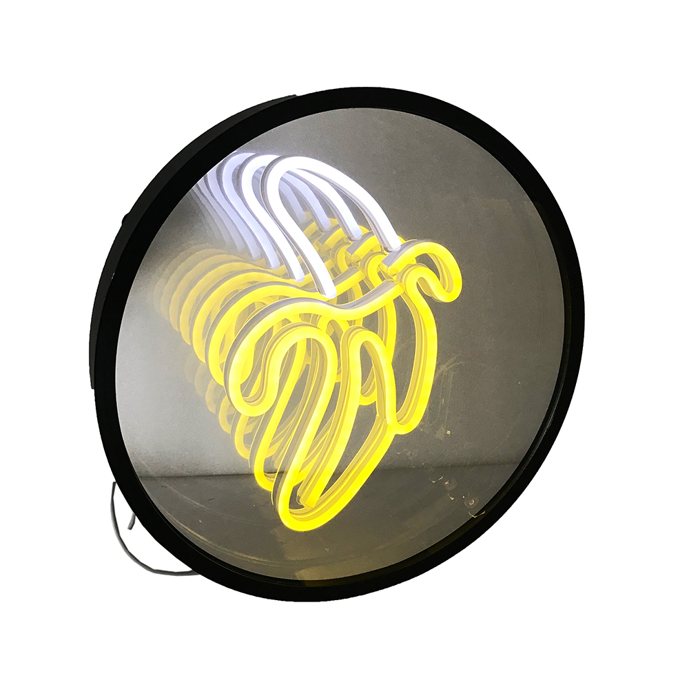 3D Magic Infinite Mirror Multi-layer  Banana Neon Mirror Sign Size- 11.8X11.8 inches
