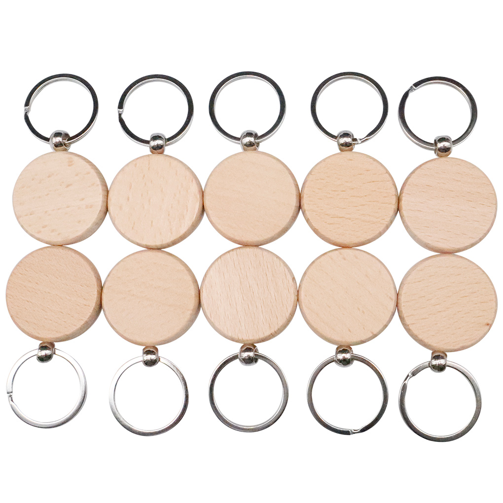 20 Pcs Round Blank Wood Keychain Diy Custom Wood Key Chains Key Tags Personalized Wood Accessories Gifts