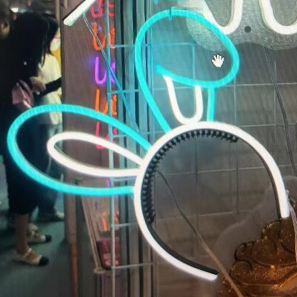 LED Neon Headband BLUE Rabbit,Size-9.8 X 5.5 inches(25x14cm)