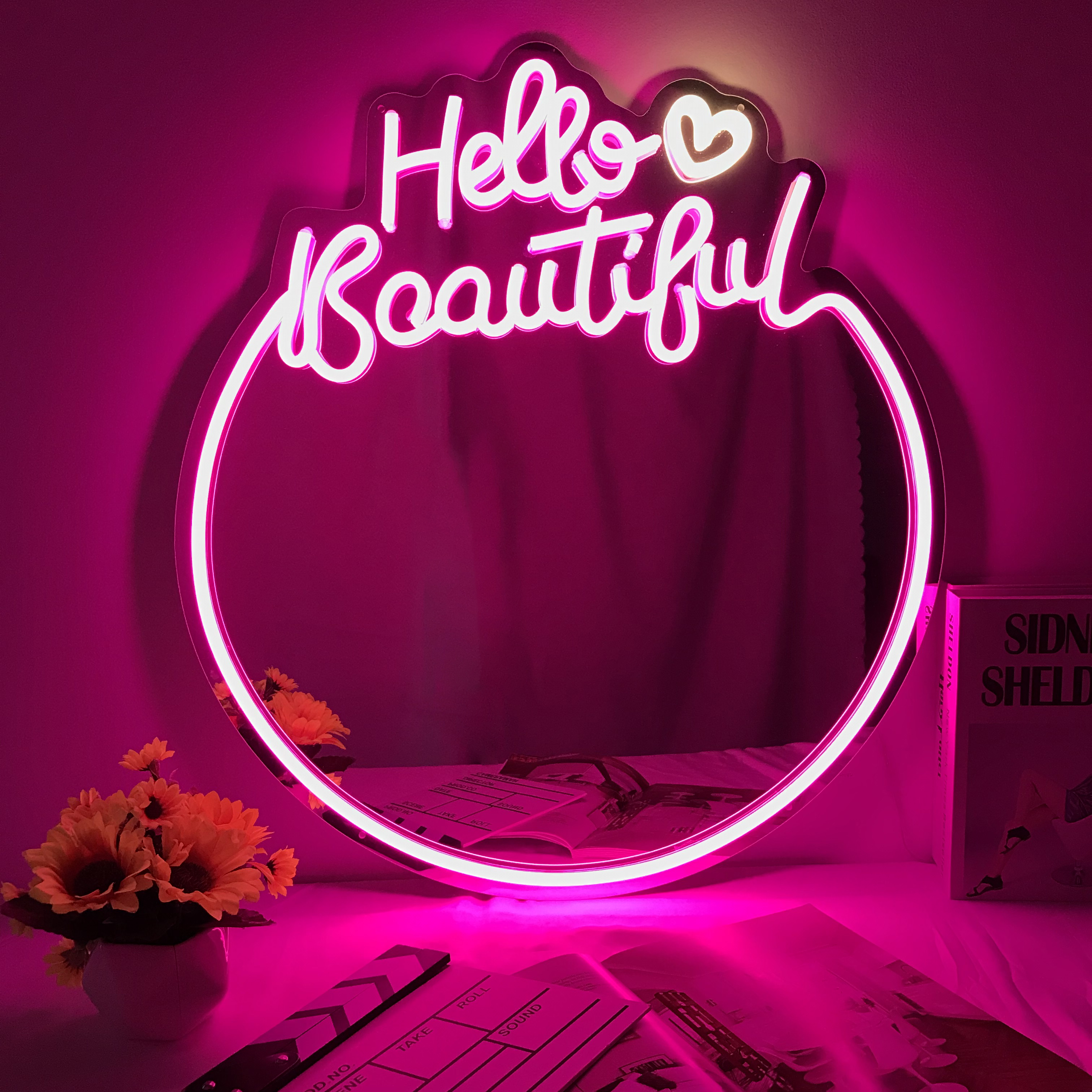 LED neon Hello Beautiful mirror light