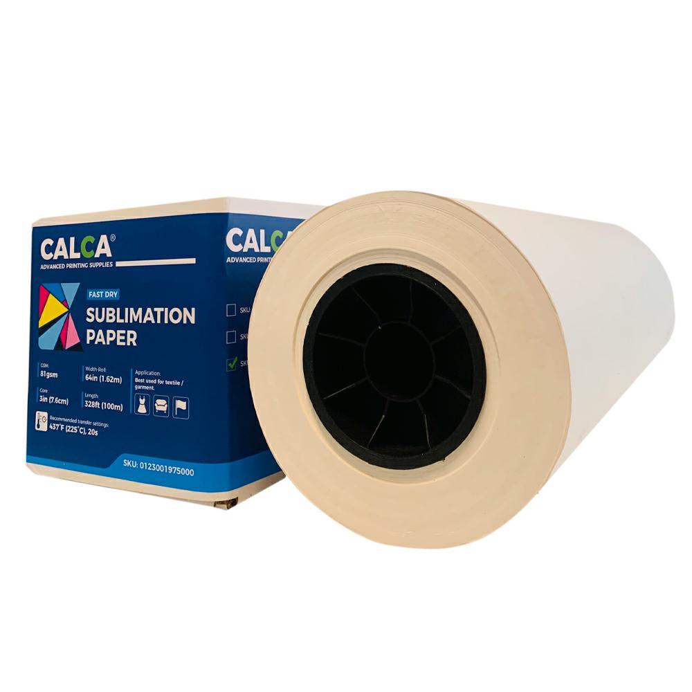 CALCA 81gsm 64in x328ft Textile Dye Sublimation Paper for Heat Transfer Printing, 3in Core