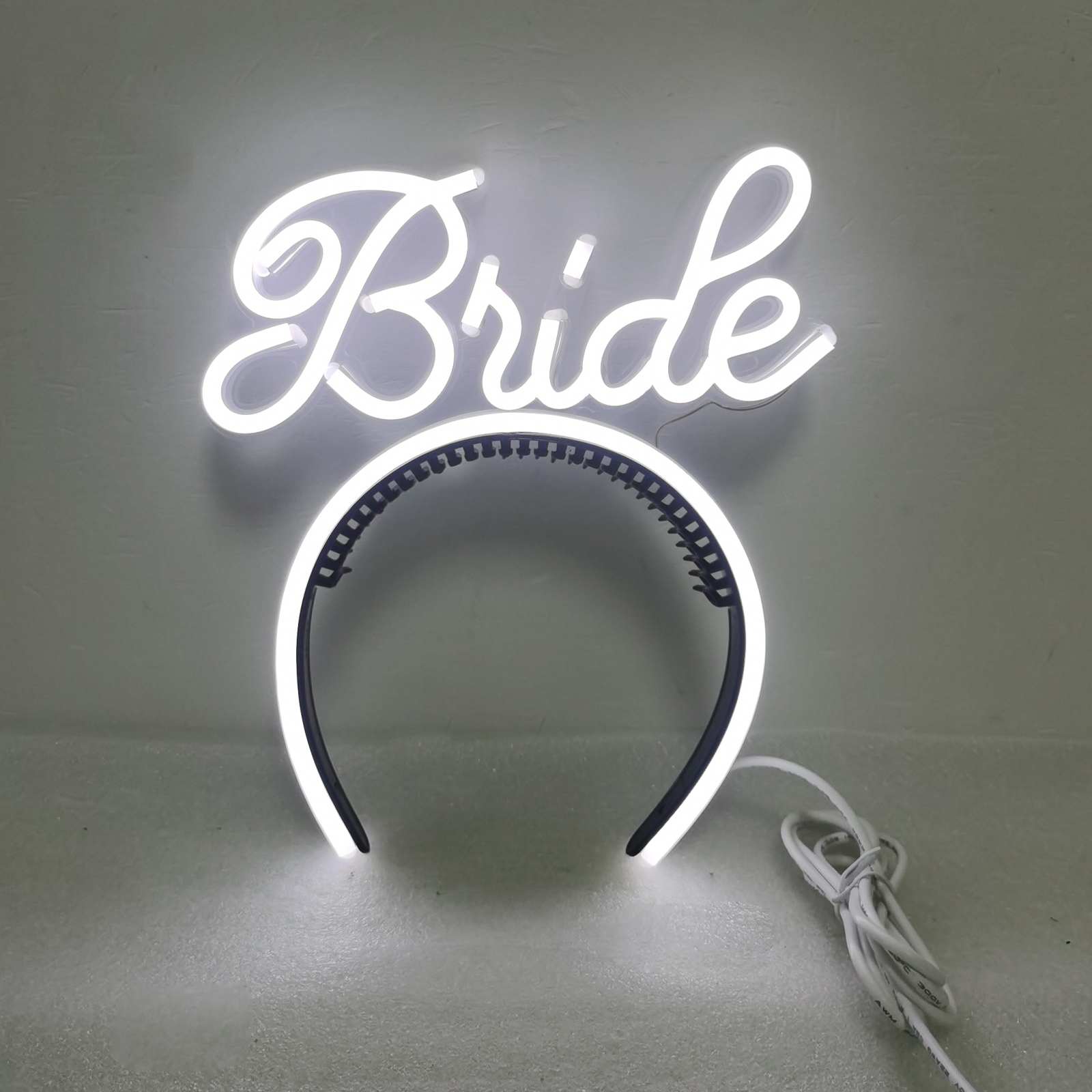 LED Neon Headband white Bride,Size-7.9 X 3.9 inches(20x10cm)