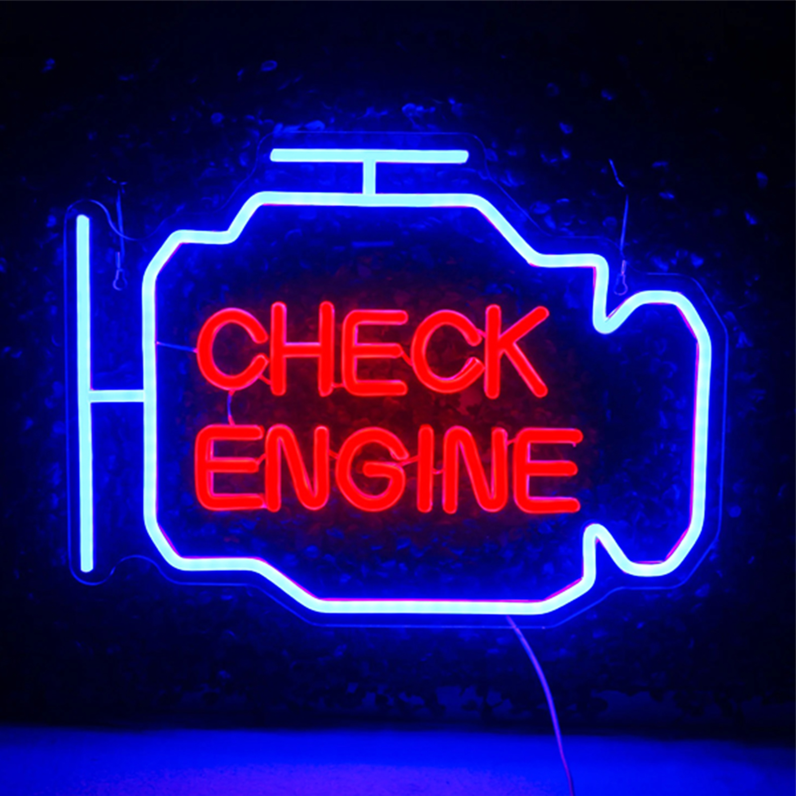 Check Engine Light Neon Sign, Check Engine Neon Sign, Man Cave Neon Sign, Garage Neon Sign, Size- 15.7 X 11.8 inches