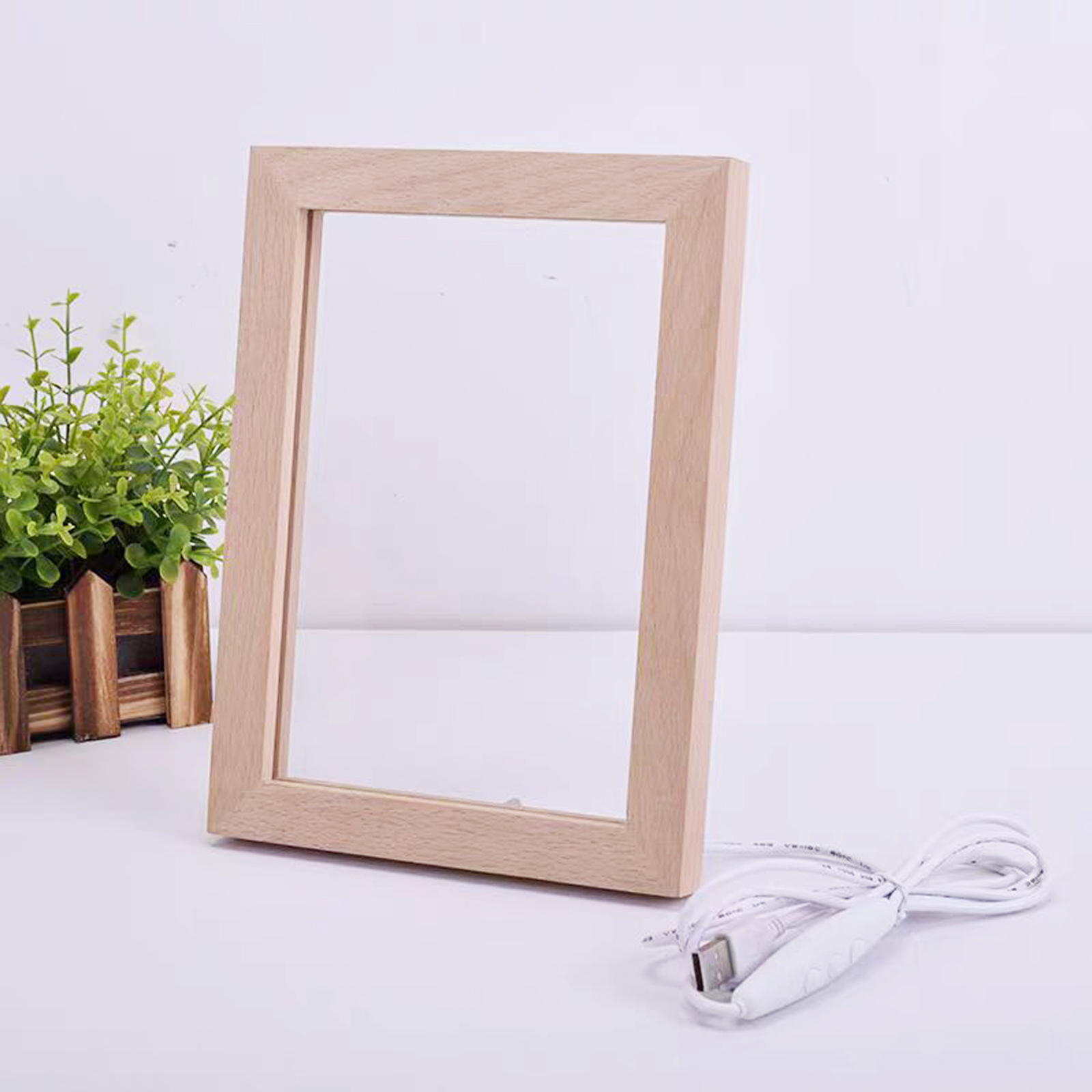 CALCA Wood Photo Frame 3D LED Photo Frame kit (Wooden photo frame + blank acrylic board) DIY gift, Wholesale