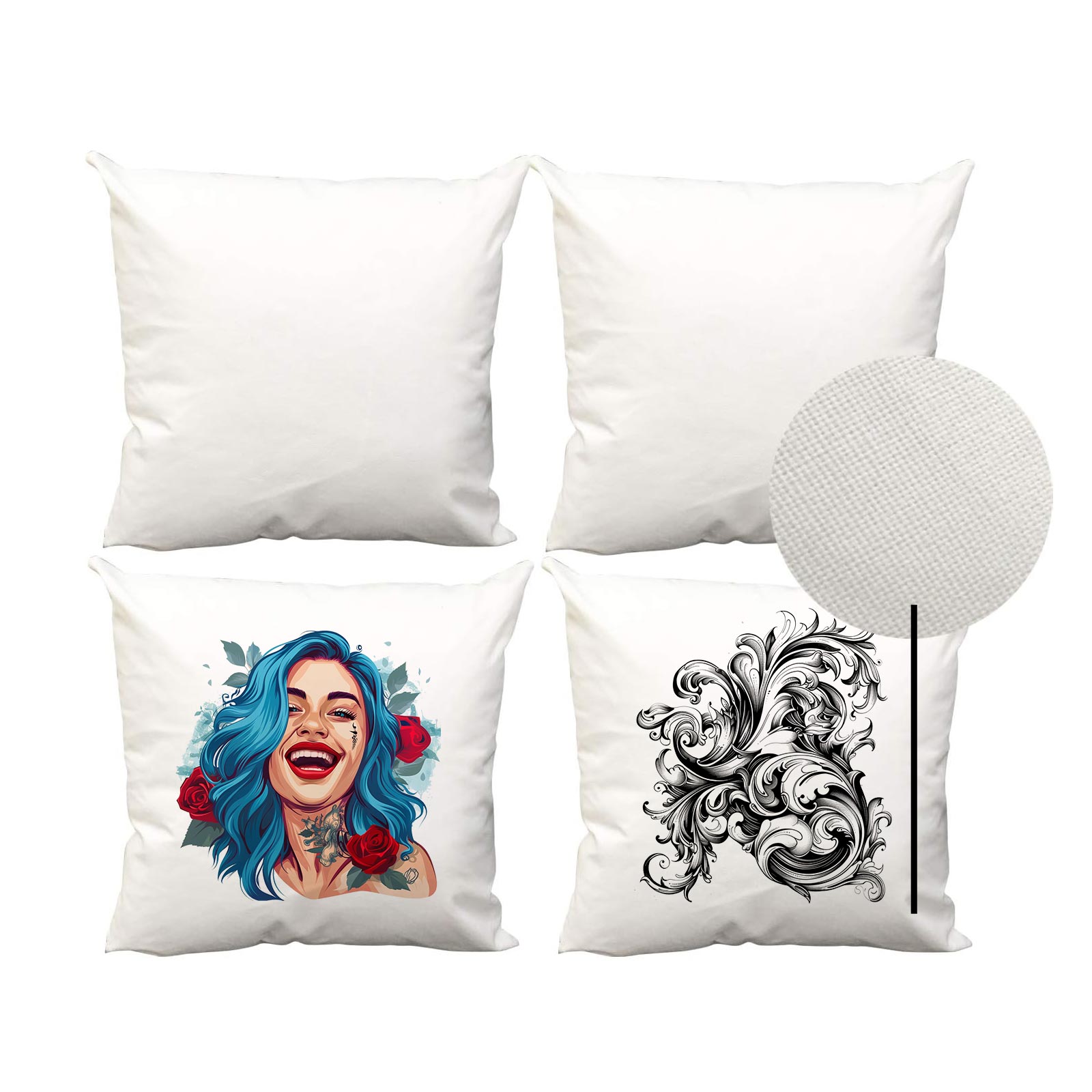 CALCA 50 Pack White Linen 3D Sublimation Pillow Case Blanks 15.75 x 15.75 Fashional Cushion Cover Throw Pillow Covers with Invisible Zippers for DTF HTV Printing