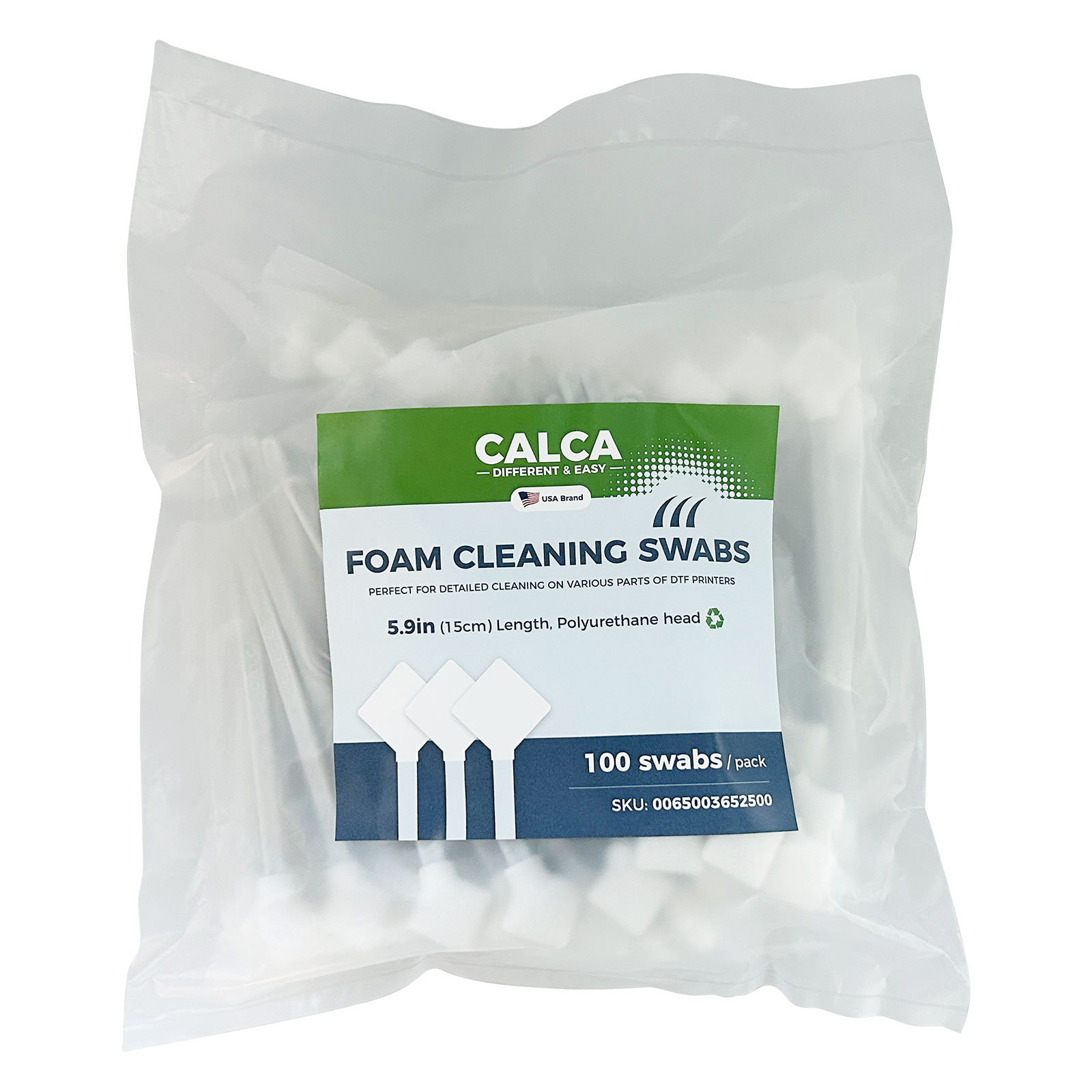 CALCA 100 pcs Foam Cleaning Swabs for Epson/Roland/Mimaki/Mutoh Inkjet/DTF Printers 5.9in Length