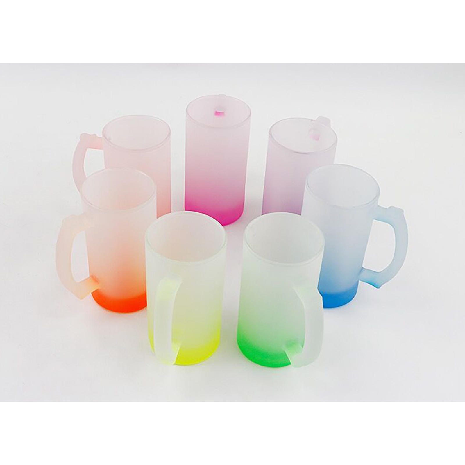 24 Piece 16oz Blank Frosted Color Gradient Glass Sublimation Beer Mugs