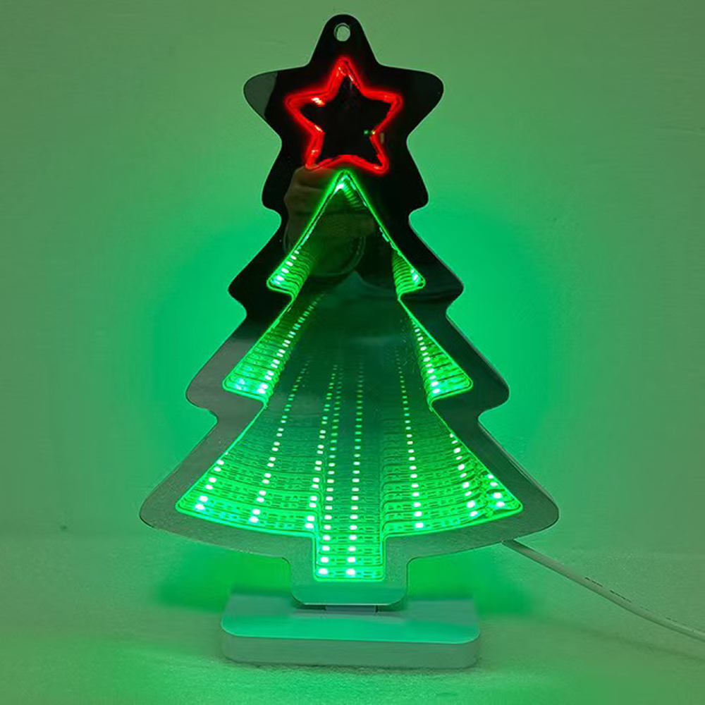 Christmas Tree Desktop Lamp Mirror Tunnel Light, LED Night Light 3D Mirror Light (Double Sided) USB 5VDC Christmas Tree Desktop Lamp Mirror Tunnel Light, LED Night Light 3D Mirror Light (Double Sided) USB 5VDC