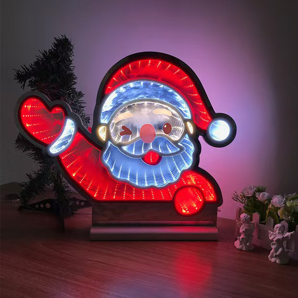 Desktop Lamp Mirror Tunnel Santa Claus Light, LED Night Light 3D Mirror Light (Double Sided) type2 Desktop Lamp Mirror Tunnel Santa Claus Light, LED Night Light 3D Mirror Light (Double Sided) type2