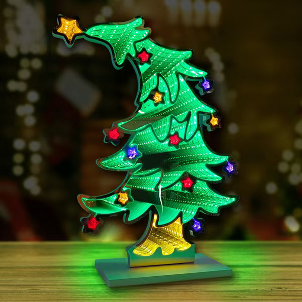 Christmas Tree Desktop Lamp Mirror Tunnel Light, LED Night Light 3D Mirror Light (Double Sided) Christmas Tree Desktop Lamp Mirror Tunnel Light, LED Night Light 3D Mirror Light (Double Sided)