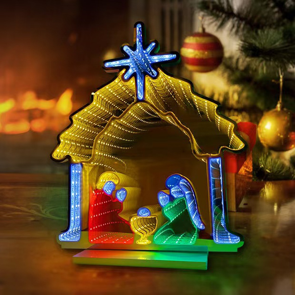 Christmas House Desktop Lamp Mirror Tunnel Light, LED Night Light 3D Mirror Light (Double Sided) Christmas House Desktop Lamp Mirror Tunnel Light, LED Night Light 3D Mirror Light (Double Sided)