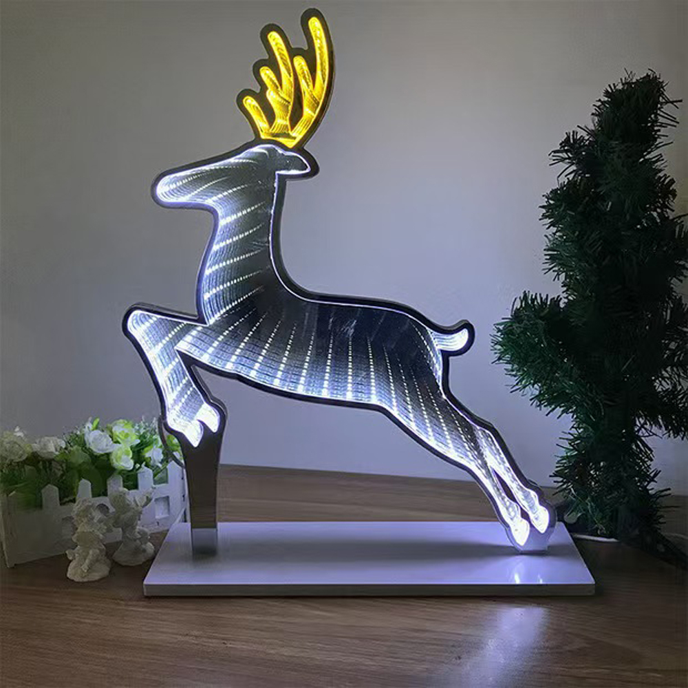 Desktop Lamp Reindeer Mirror Tunnel Santa Claus Light, LED Night Light 3D Mirror Light (Double Sided) Desktop Lamp Reindeer Mirror Tunnel Santa Claus Light, LED Night Light 3D Mirror Light (Double Sided)