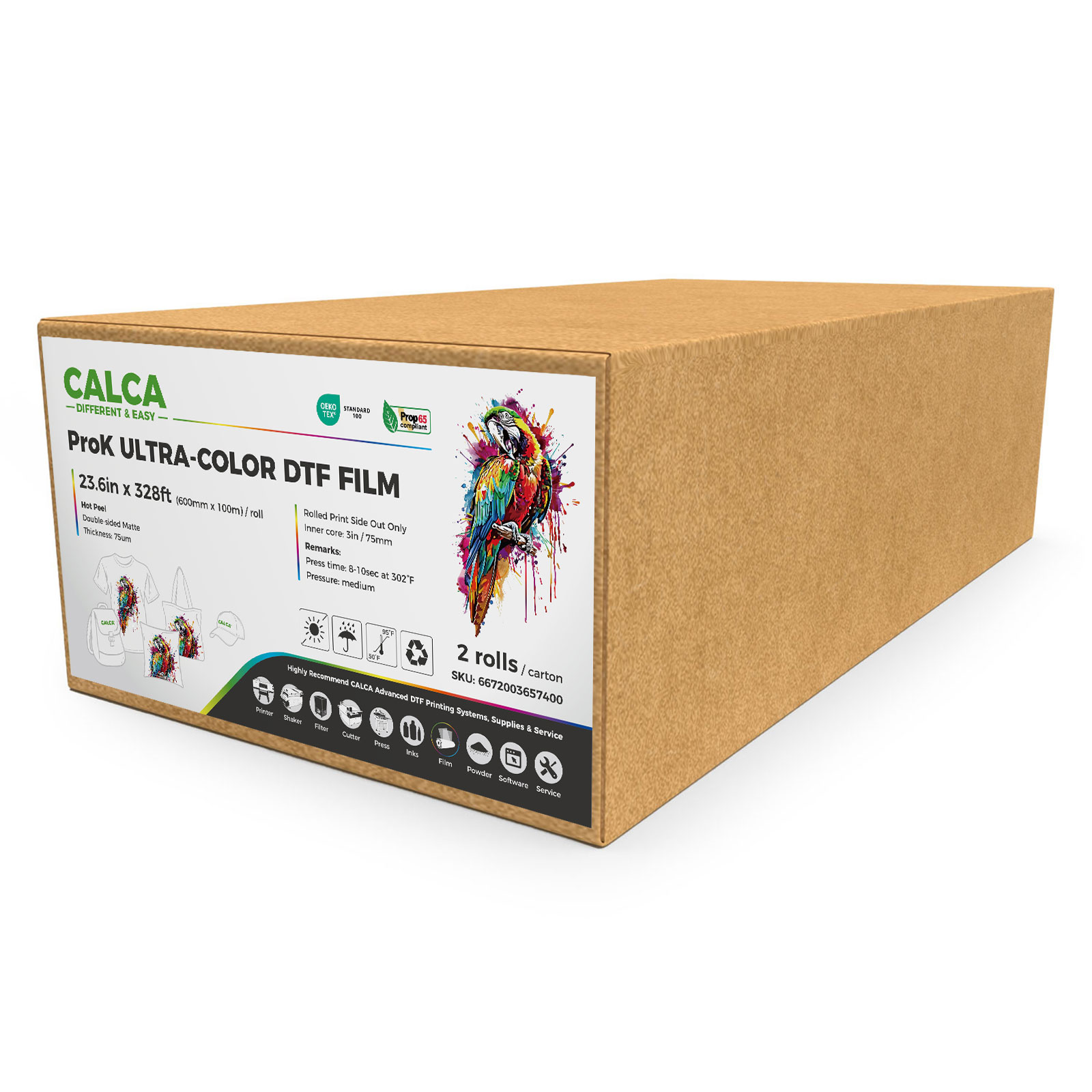 108 Roll/1 Pallet CALCA ProK Instant Hot Peel 23.6in x 328ft DTF Transfer Film, Double sided