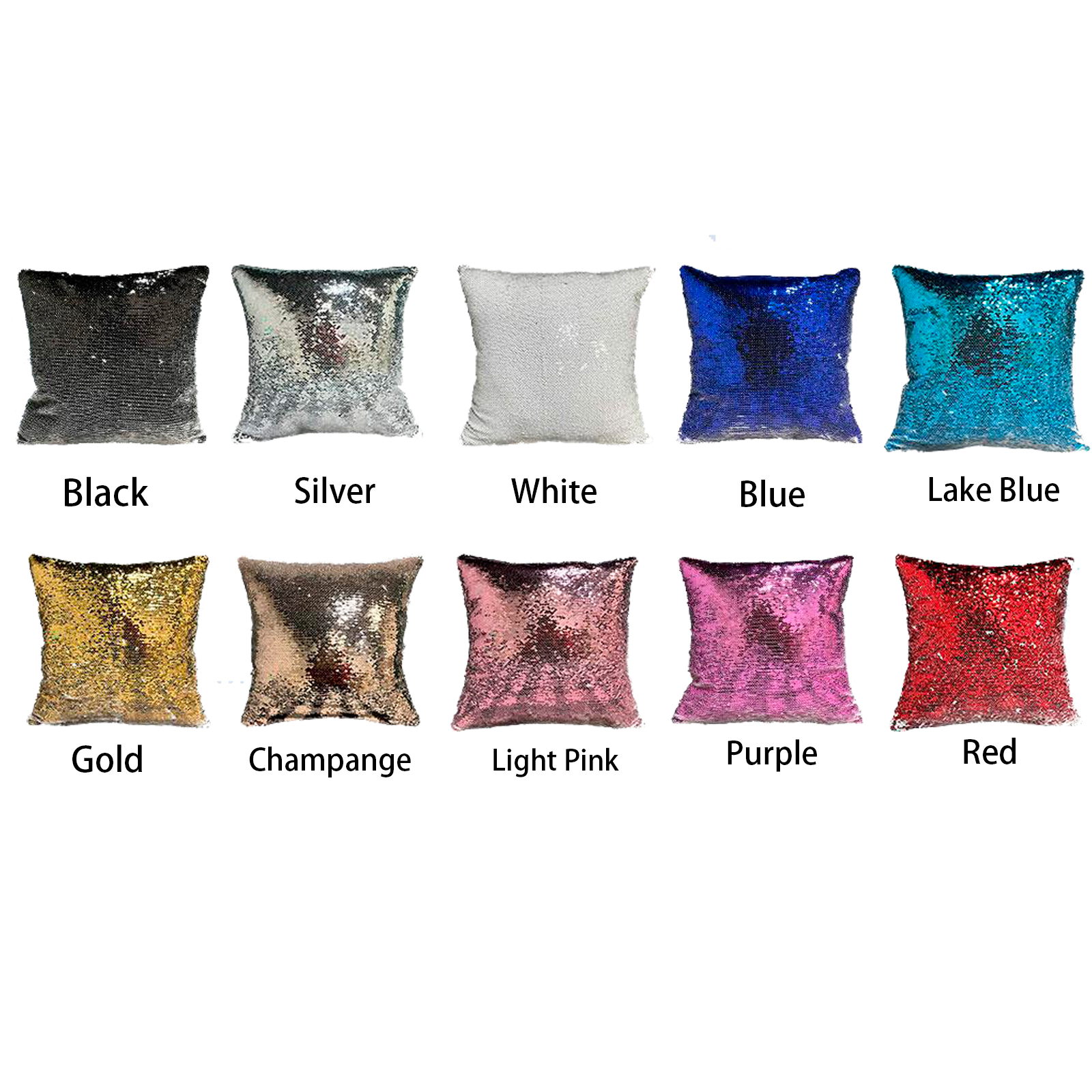 Square Blank Reversible Sequin Magic Swipe Pillow Cover Cushion Case for Sublimation