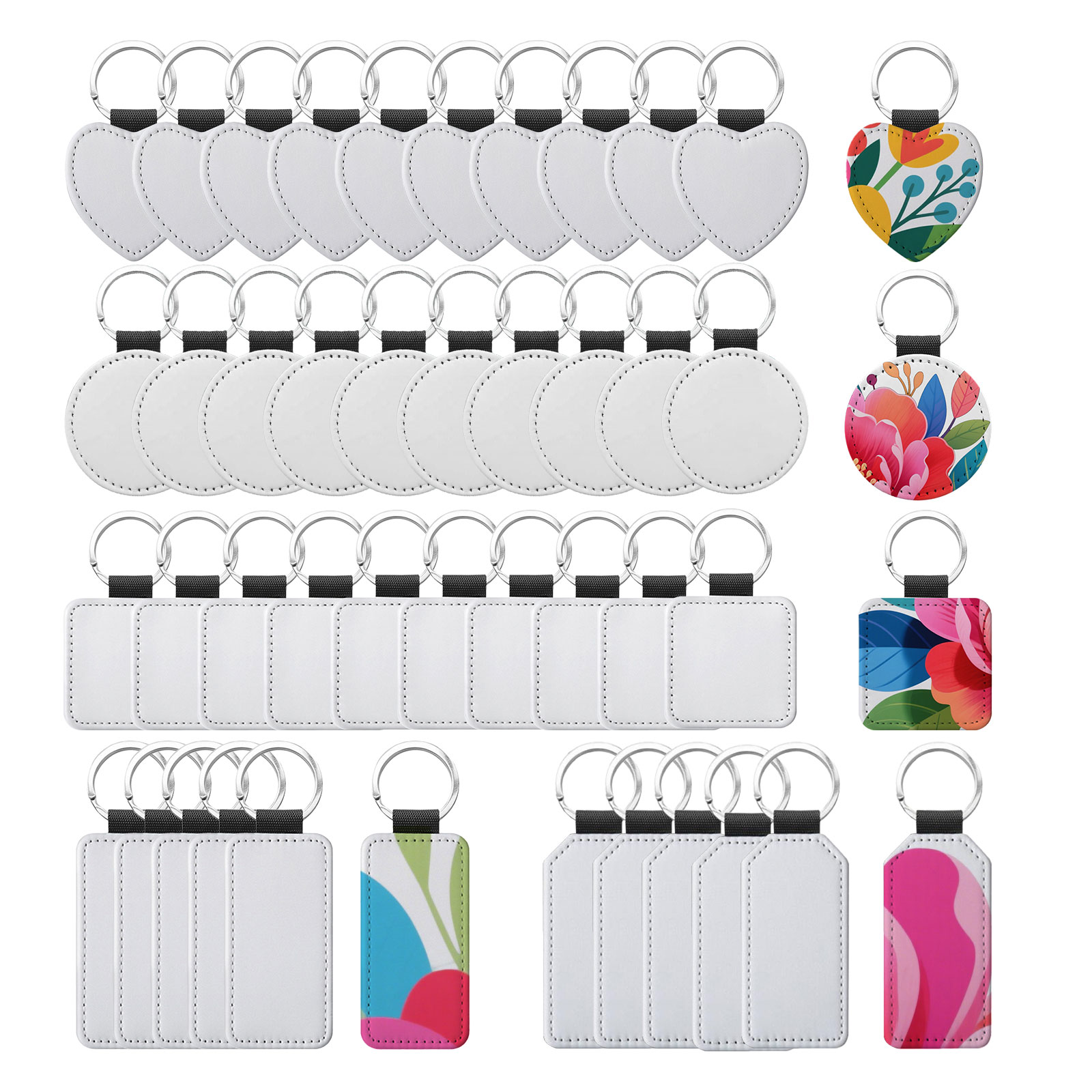 CALCA 10PC Sublimation Keychains Blank White PU Leather Blanks for Promotional Gift (Single Sided) CALCA 10PC Sublimation Keychains Blank White PU Leather Blanks for Promotional Gift (Single Sided)