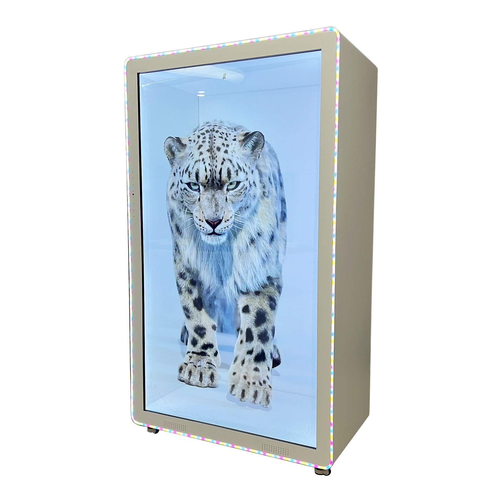 CALCA 98-inch Smart Holographic Cabin Display LCD Transparent Showcase/3D Holography Box with Light Strip, Rounded Corners CALCA 98-inch Smart Holographic Cabin Display LCD Transparent Showcase/3D Holography Box with Light Strip, Rounded Corners