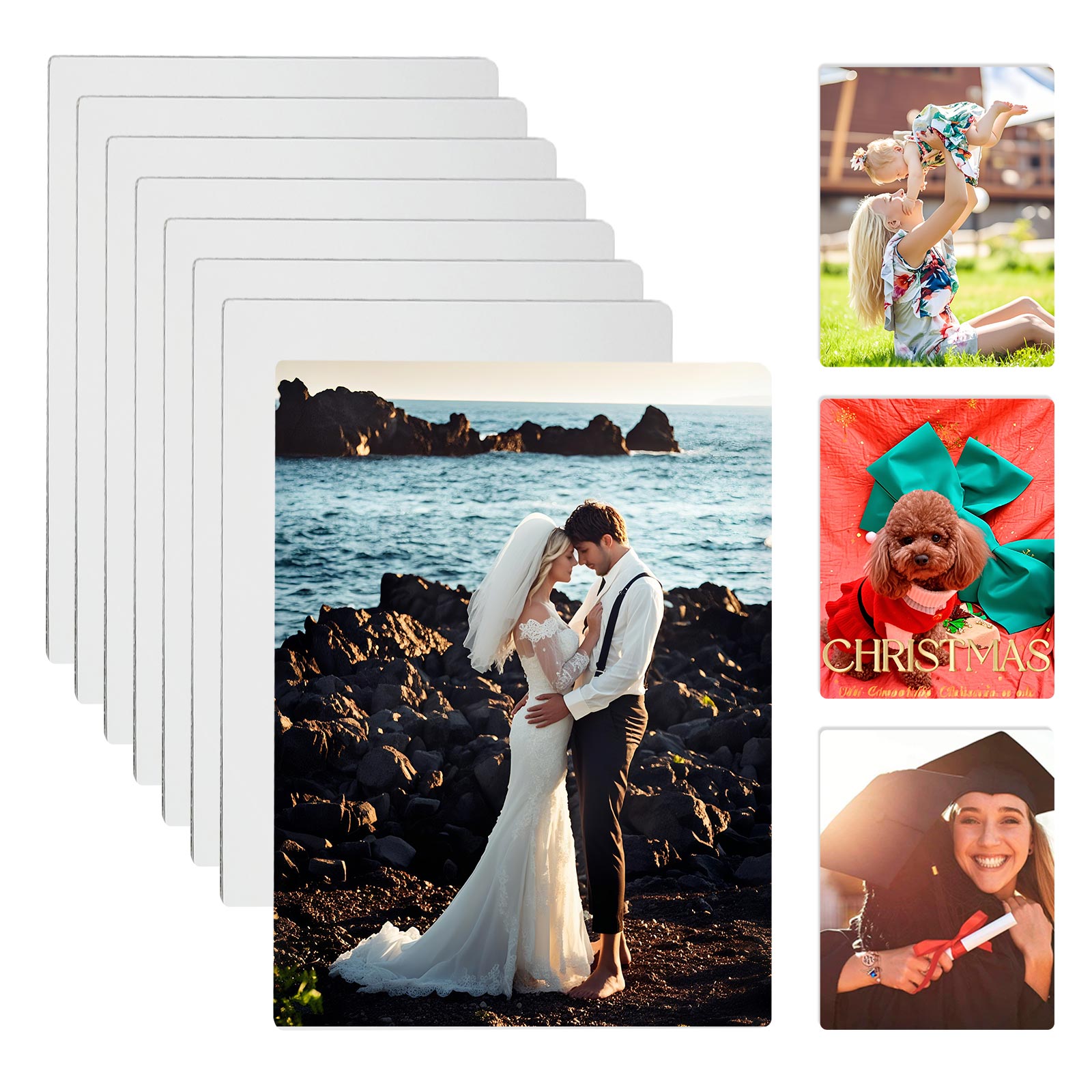 CALCA 8"*12" 20pcs Sublimation Blanks Aluminum Sheet Metal Board Gloss White 0.45mm Thickness