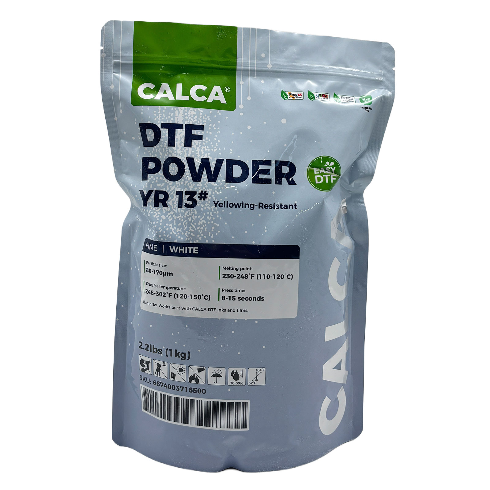 CALCA YR13 Fabric Yellowing-Resistant Hot Melt Powder(2.2lbs Pack, 1kg, Fine, White)