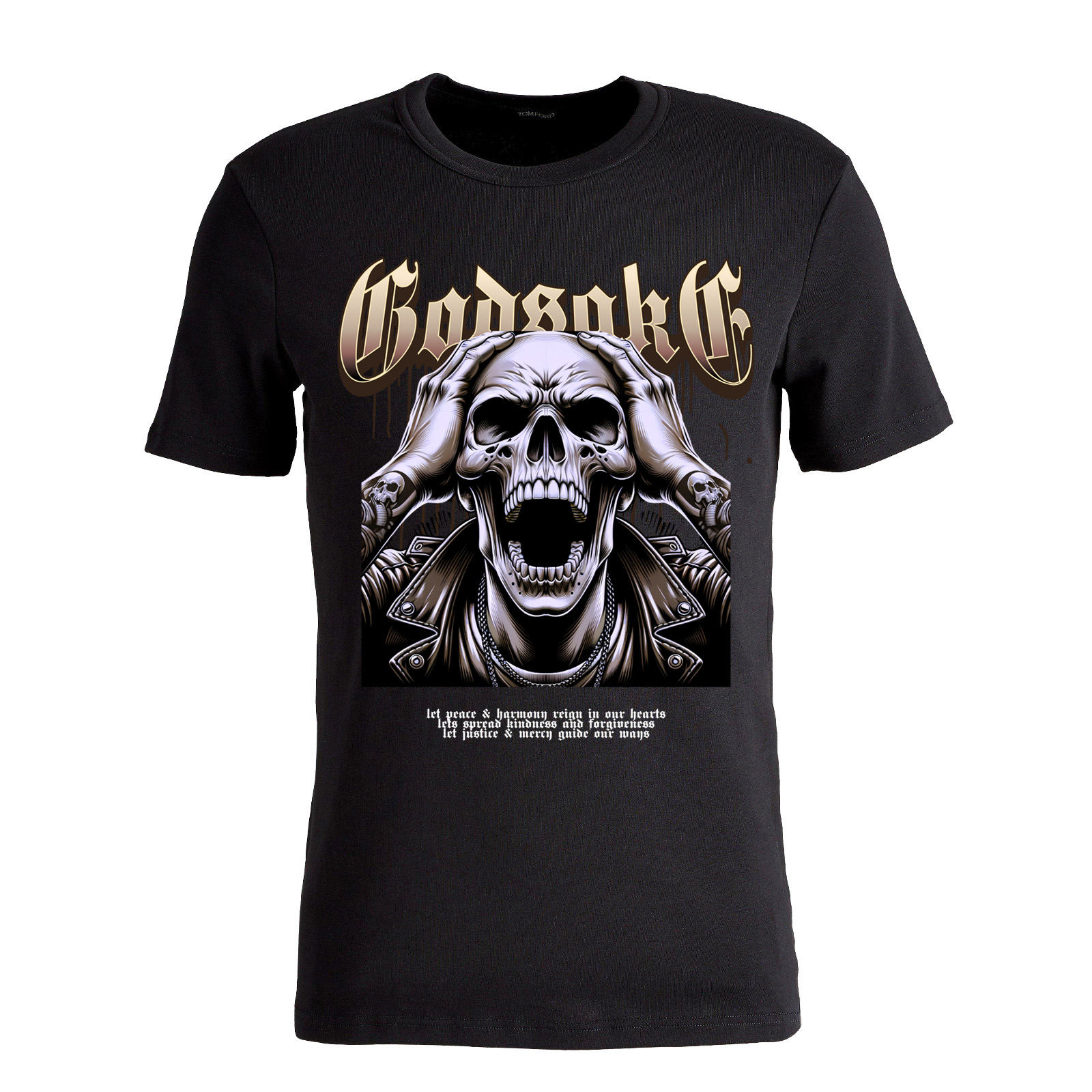 God Sake Digital Direct to Garment Printed T-Shirt - 220g Unisex Short Sleeve Tee, Motorcycle Icon Graphic Design