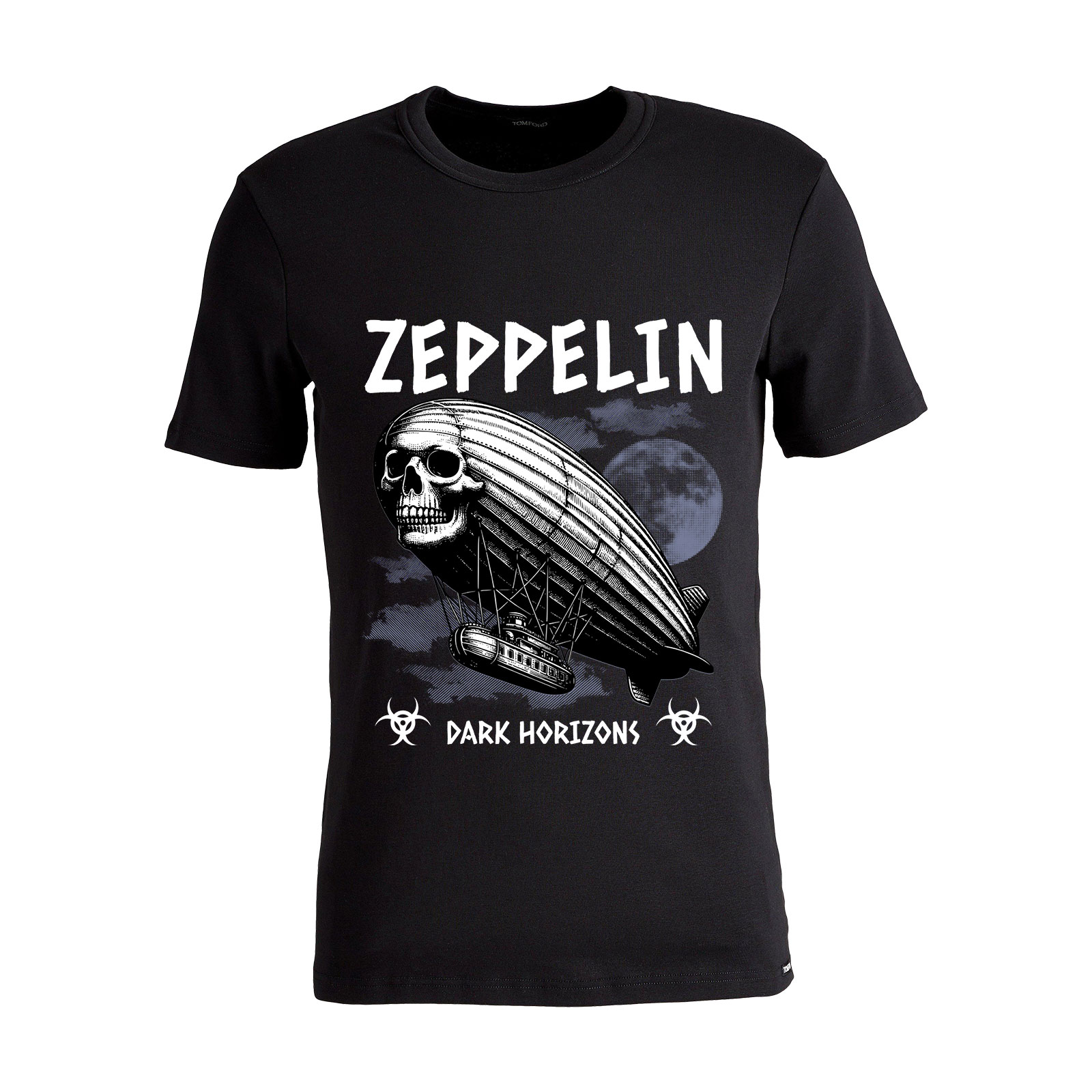 Zeppelin Plane Skull Digital Direct to Garment Printed T-Shirt - 220g Unisex Short Sleeve Tee, Motorcycle Icon Graphic Design