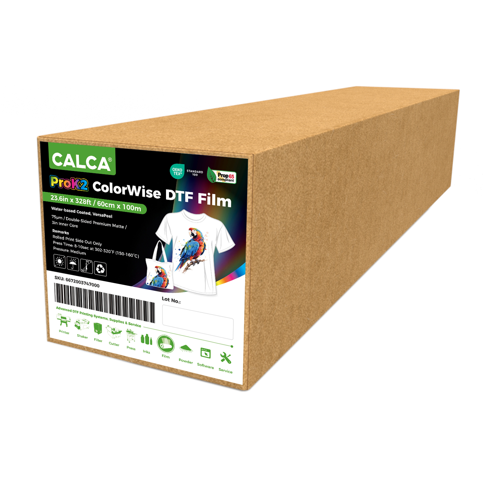 US Stock CALCA ProK2 23.6in x 328ft/60cm x 100m VersaPeel ColorWise DTF Film Roll, Double sided US Stock CALCA ProK2 23.6in x 328ft/60cm x 100m VersaPeel ColorWise DTF Film Roll, Double sided