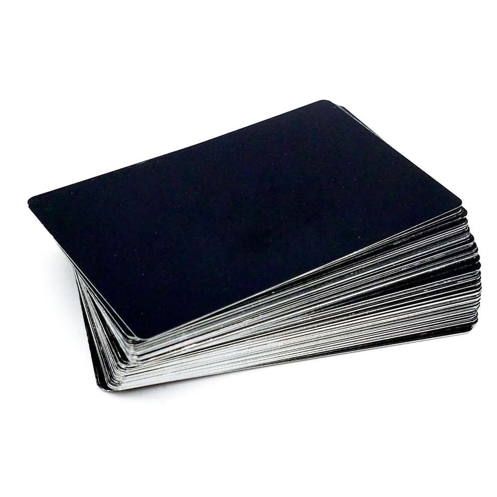 50 Pack Black 0.8mm Metal Business Cards Blanks Aluminum Sheet Blank Metal Tags Materials for Laser Engraving DIY Gift Cards-Black
