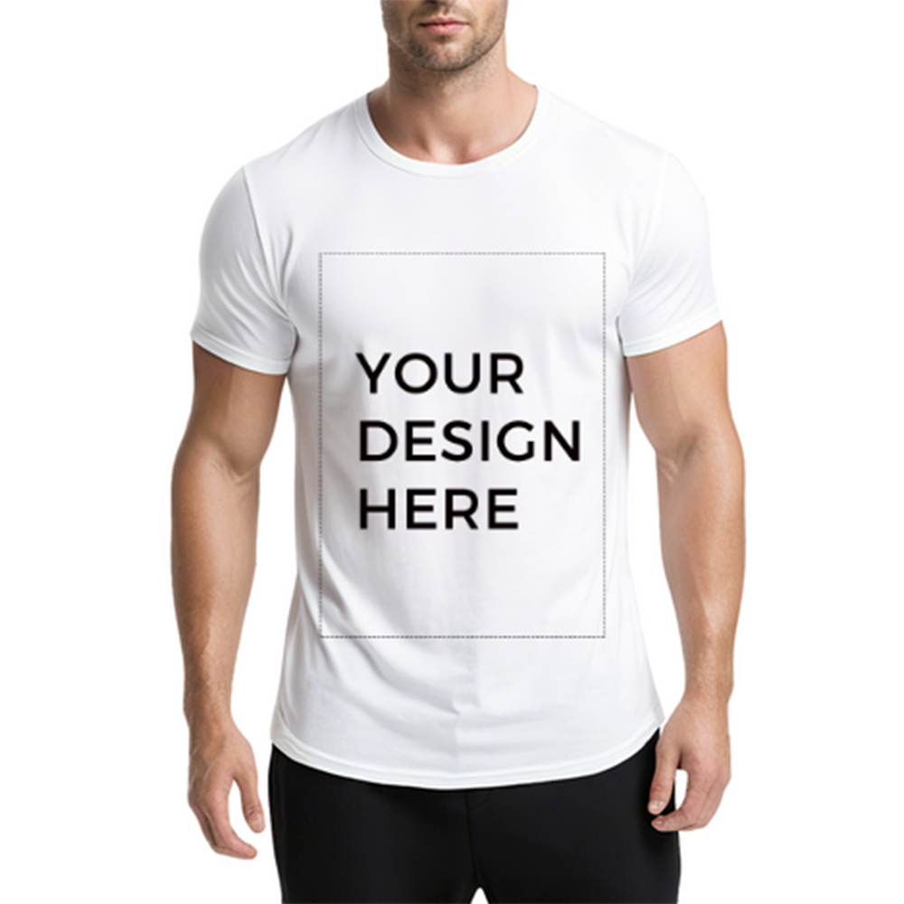 Men´s Heavyweight 180gsm White T-shirt Personalized Design Your Own - Round Neck Short Sleeve Casual Casual Attire - All-Season Comfort Fit - Ideal for Promotional Events, Team Uniforms & Personalized Gifts